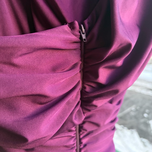 🆕 ✨ B. Darlin Plum One Shoulder Ruched Long Social Gown Size 0 Party Chic Prom - Picture 11 of 17